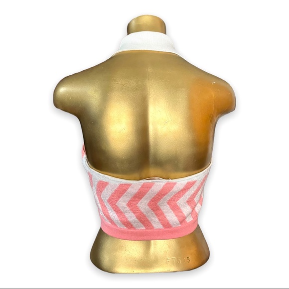 Retro Sweater Vest Halter Top Pink Chevron Soft Stretch Knit Small - Picture 4 of 7